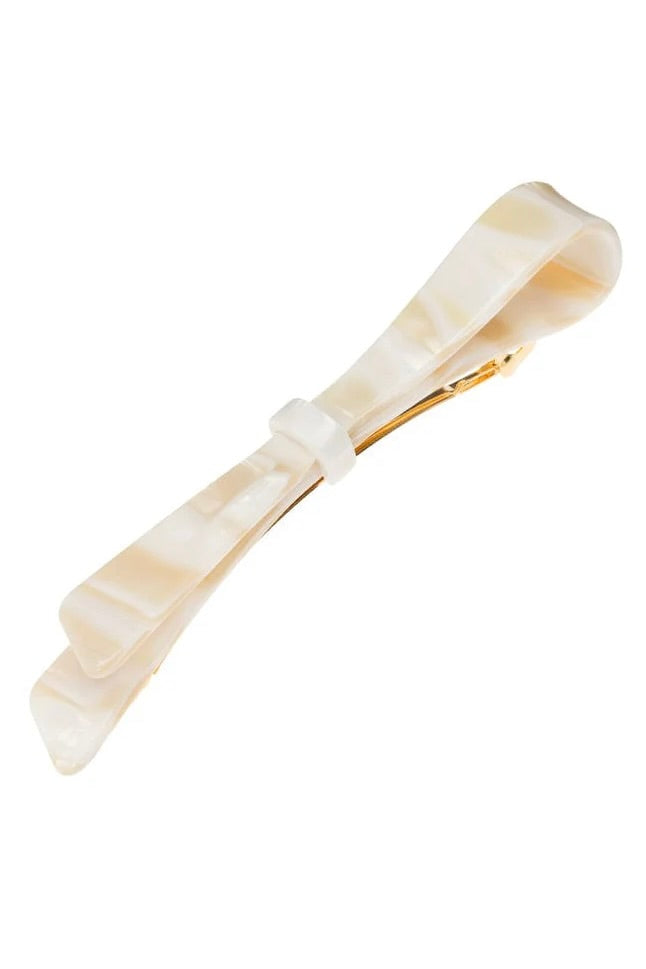 Ribbon Bow Long & Skinny Barrette - Classic - Ivory Tokyo