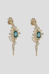 Tourmaline Eye with Diamonds and Dangling Detail (Pair)