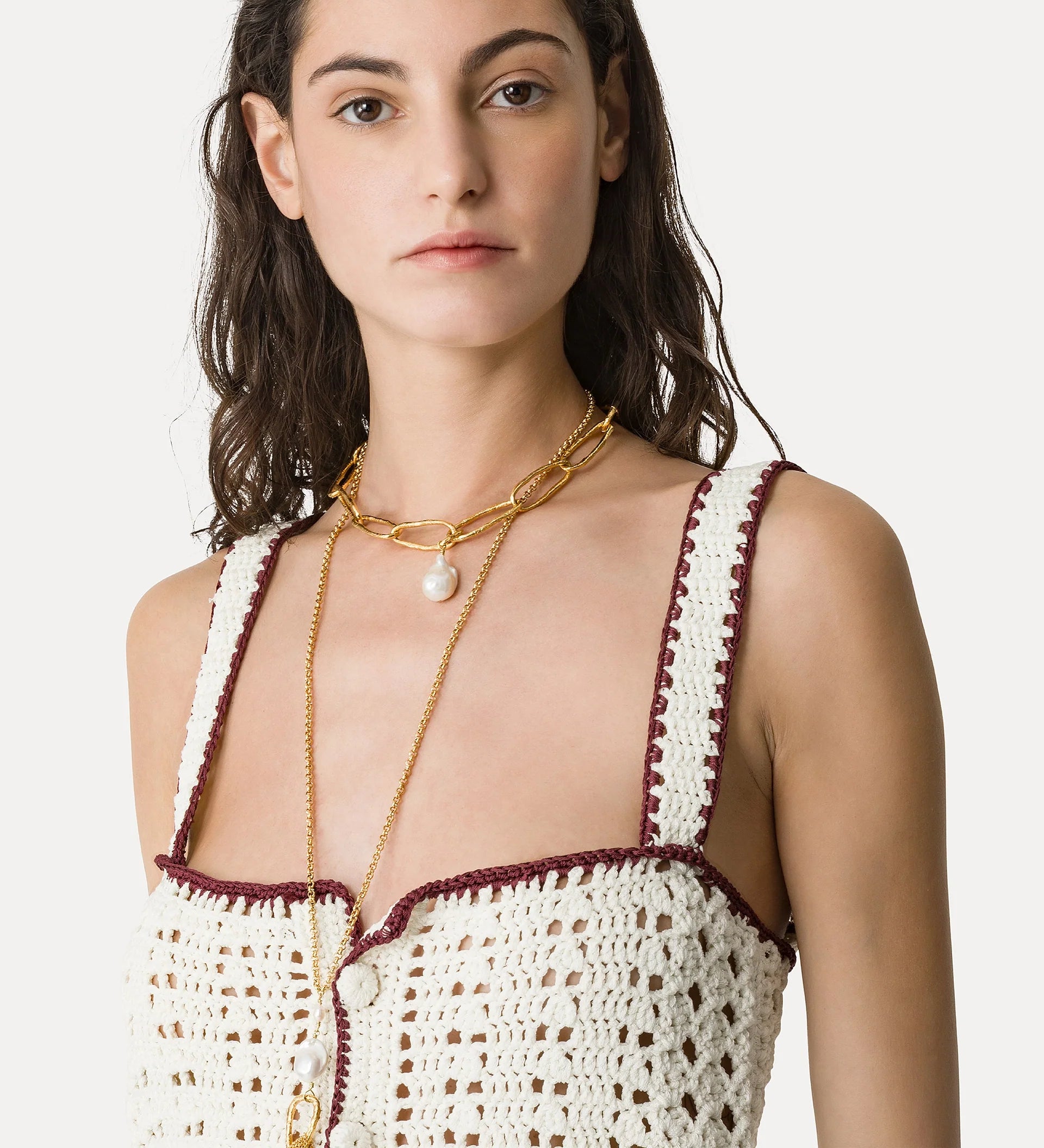 14934_My Top - "Cable' Luxe" Hand Crochet Top - Crystal