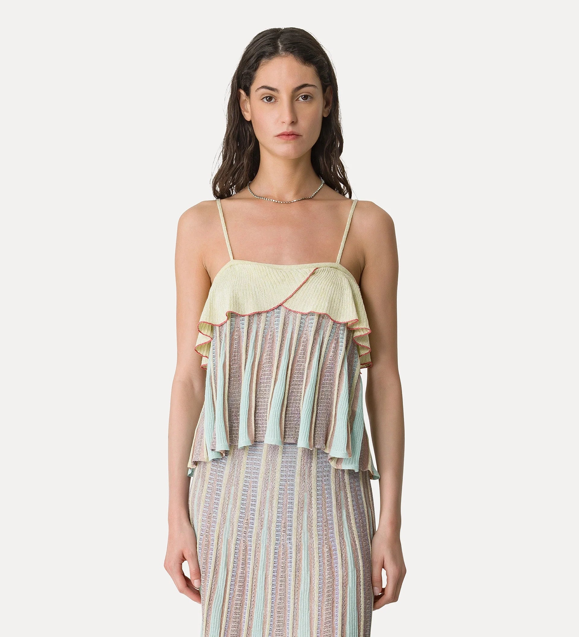 14941 _ My Top - “les folies” jacquard ruffle top - Lucente