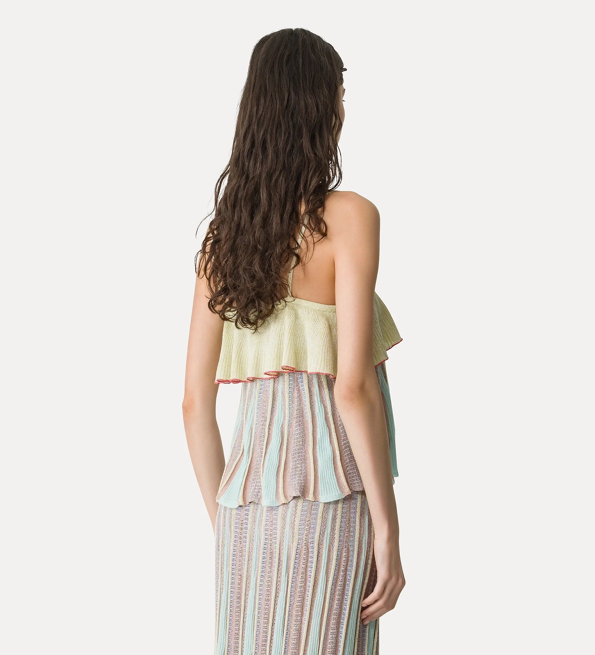 14941 _ My Top - “les folies” jacquard ruffle top - Lucente