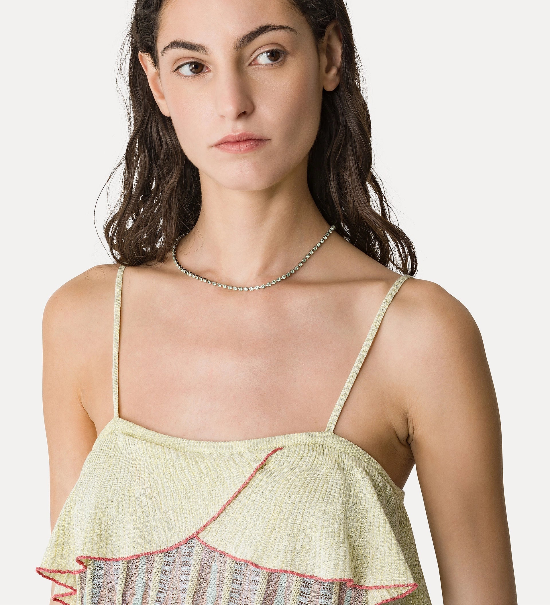 14941 _ My Top - “les folies” jacquard ruffle top - Lucente