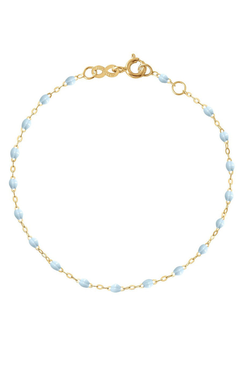 7.5" Classic Gigi Bracelet - BABY BLUE + YELLOW GOLD
