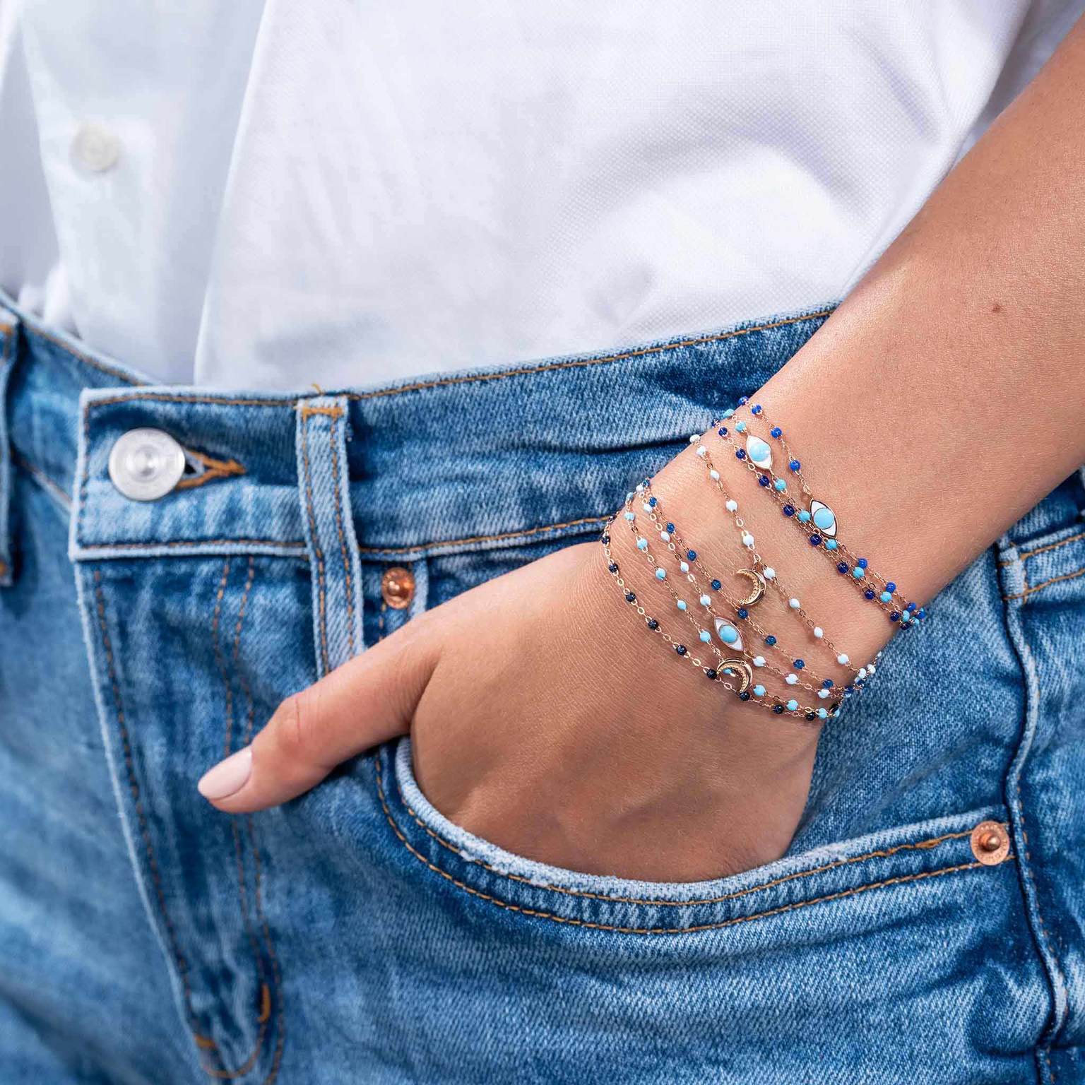6.7" Classic Gigi Bracelet - Turquoise Green + Yellow Gold
